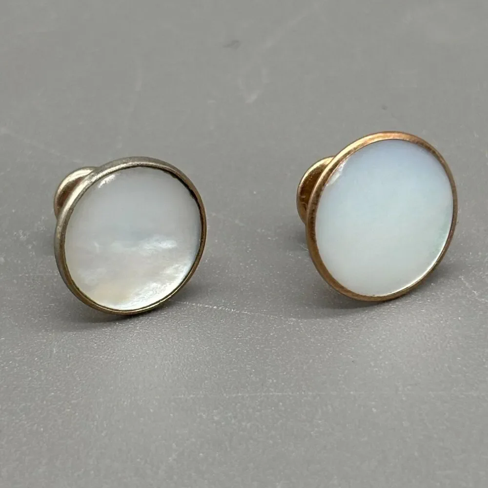 Vintage Mother of Pearl Cufflinks Mismatched Hickok USA Rose Gold Plated Pair